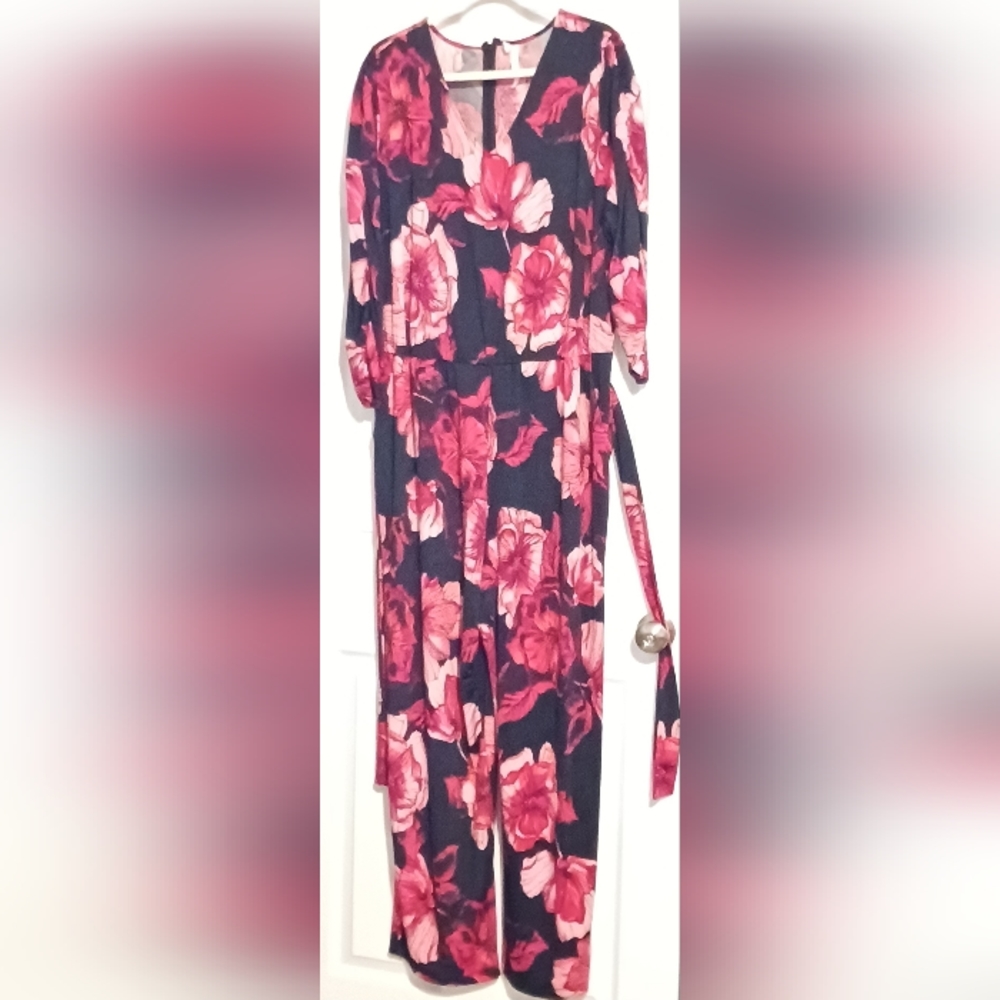 Red Floral Print Jumpsuit